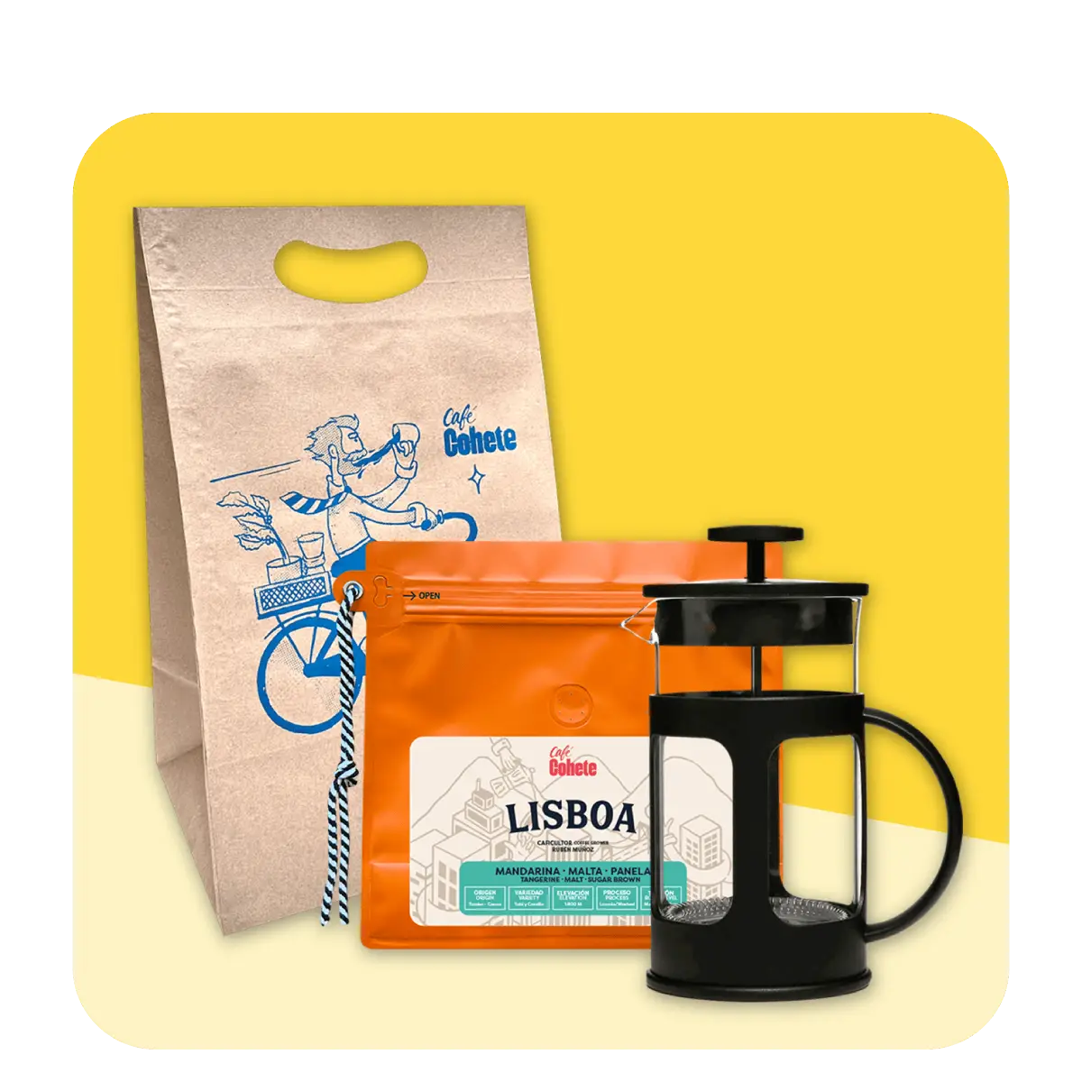 Kit Cafetero Prensa Green Bank Negra