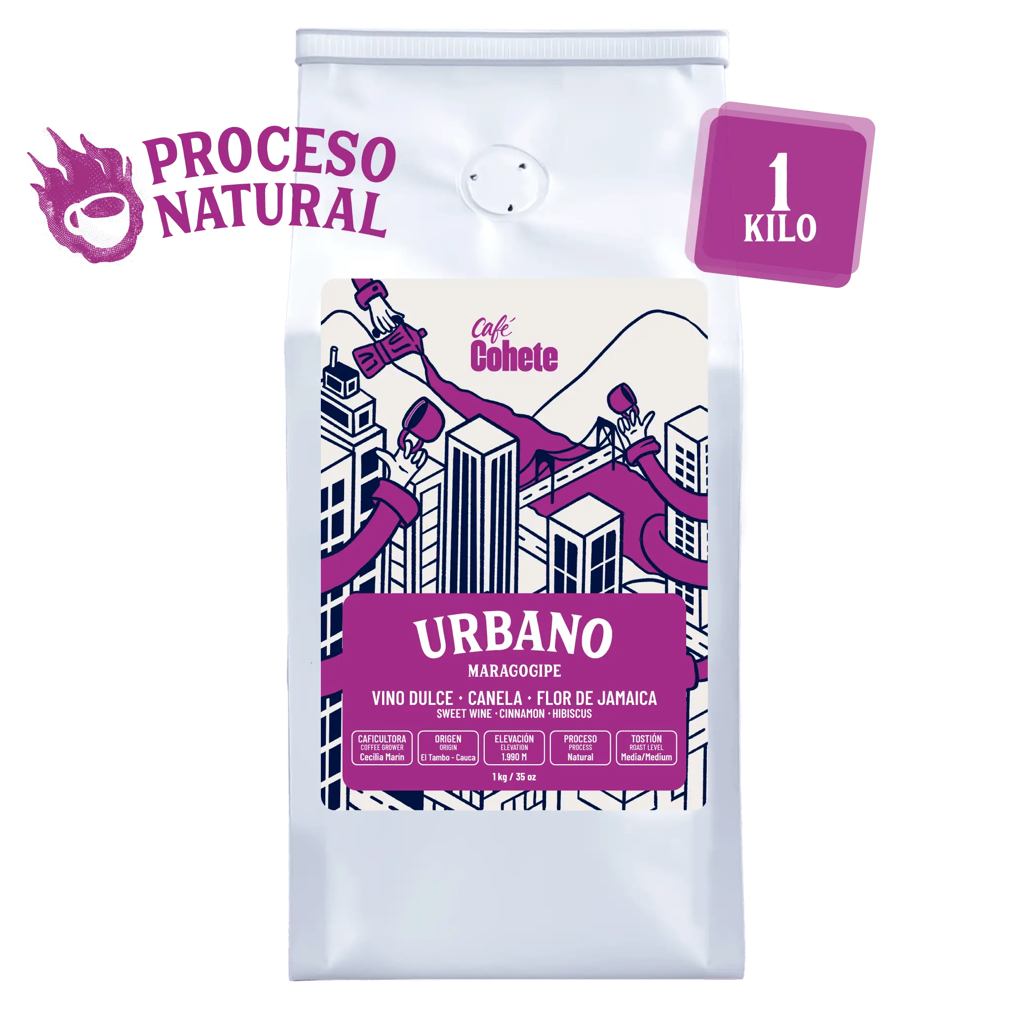 Café De Especialidad Urbano (Maragogipe Natural Termoshock 190h) - 1 Kg