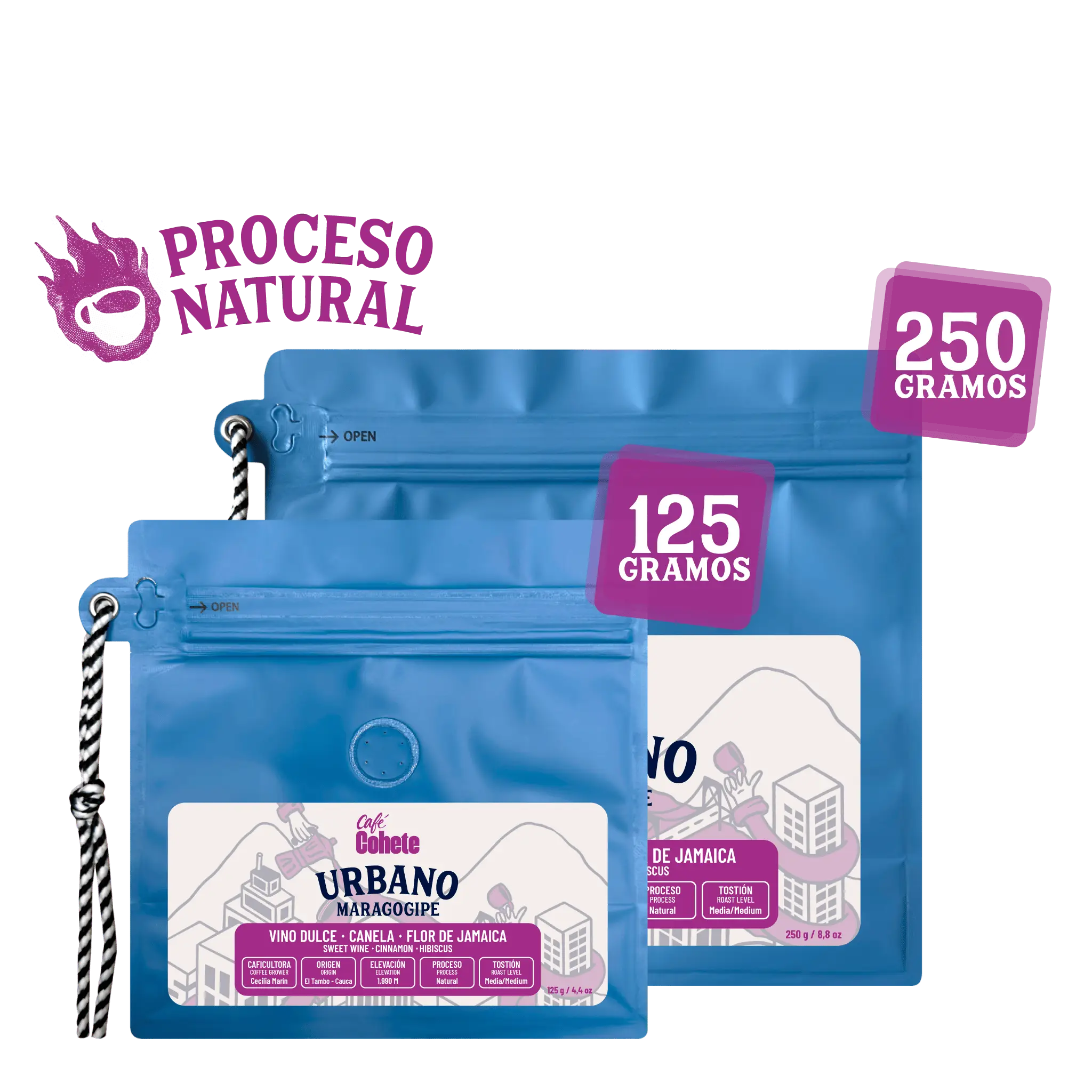 Café De Especialidad Urbano (Maragogipe Natural Termoshock 190h) - 125 g y 250 g