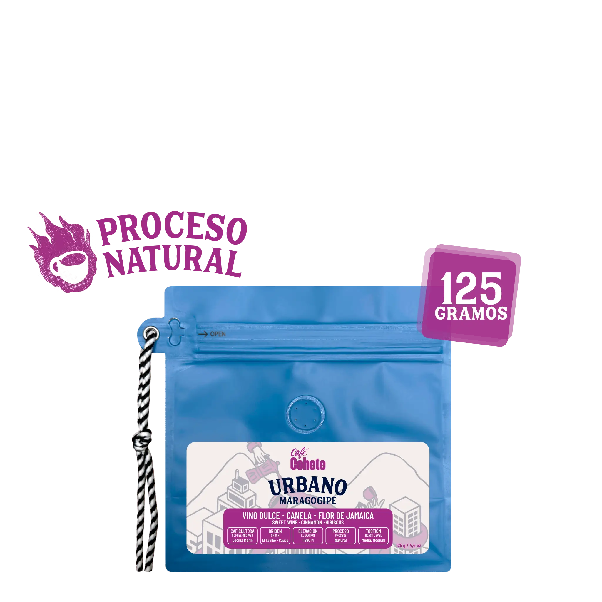 Café De Especialidad Urbano (Maragogipe Natural Termoshock 190h) - 125 g y 250 g