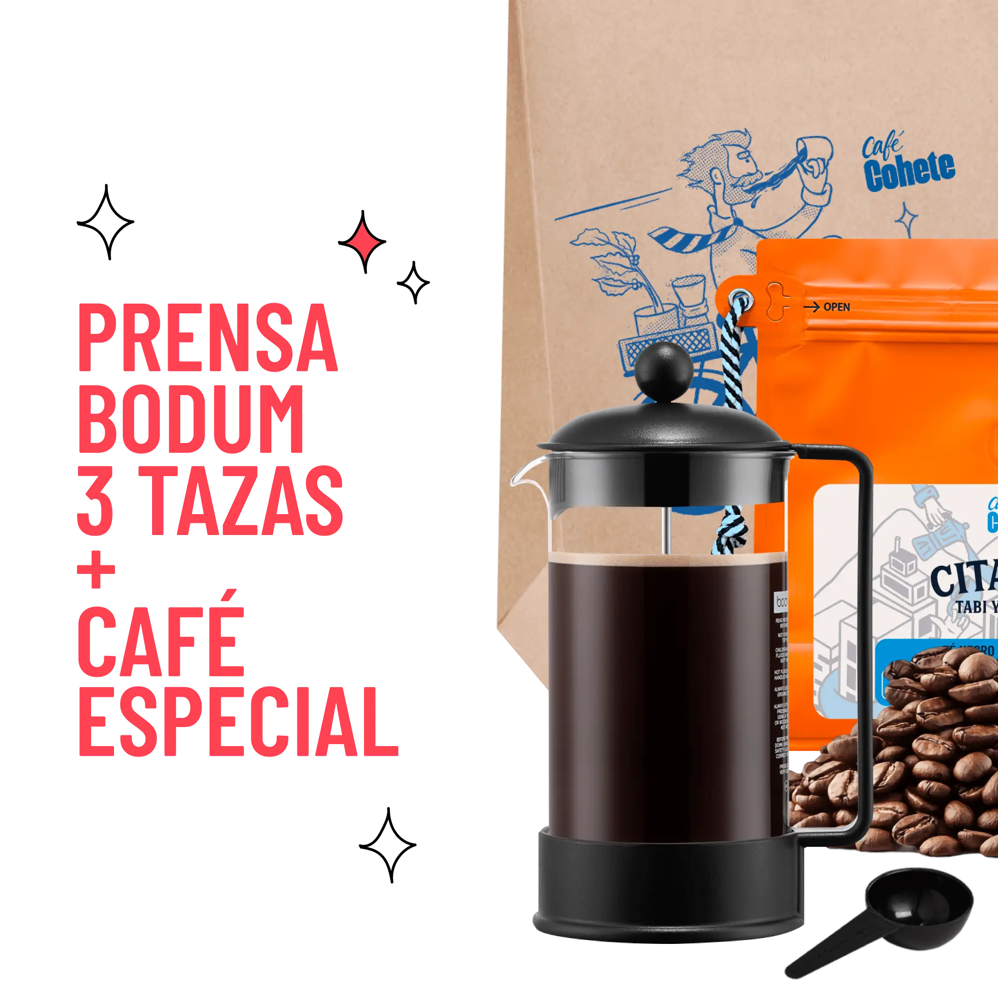 Kit Cafetero Prensa Bodum Brazil Classic