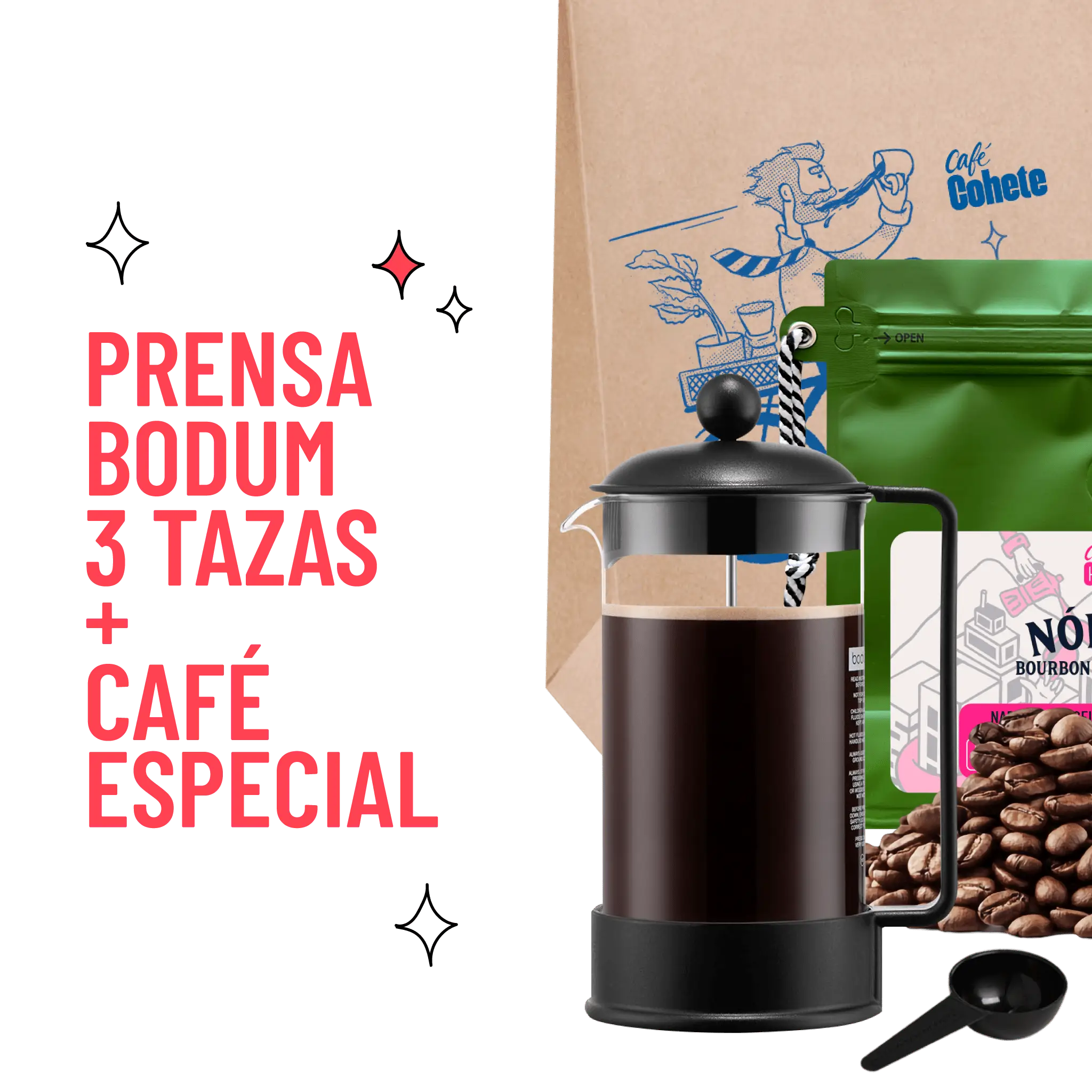 Kit Cafetero Prensa Bodum Brazil Classic