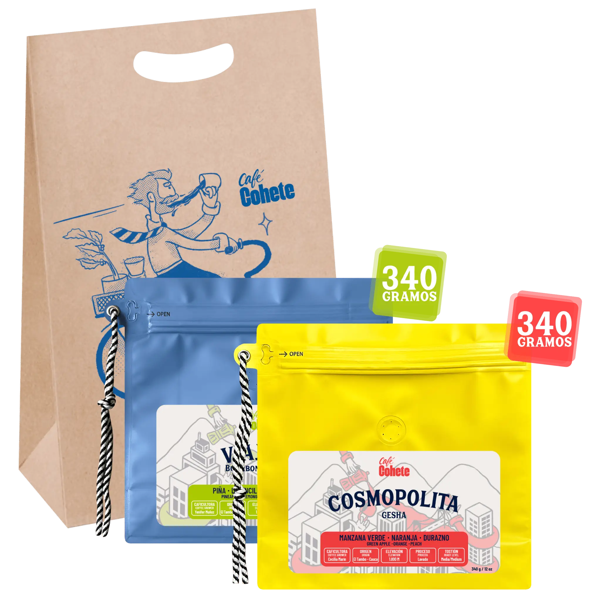 Kit Cafetero Con Dos Cafés (Cosmopolita y Viajero) (PREVENTA)