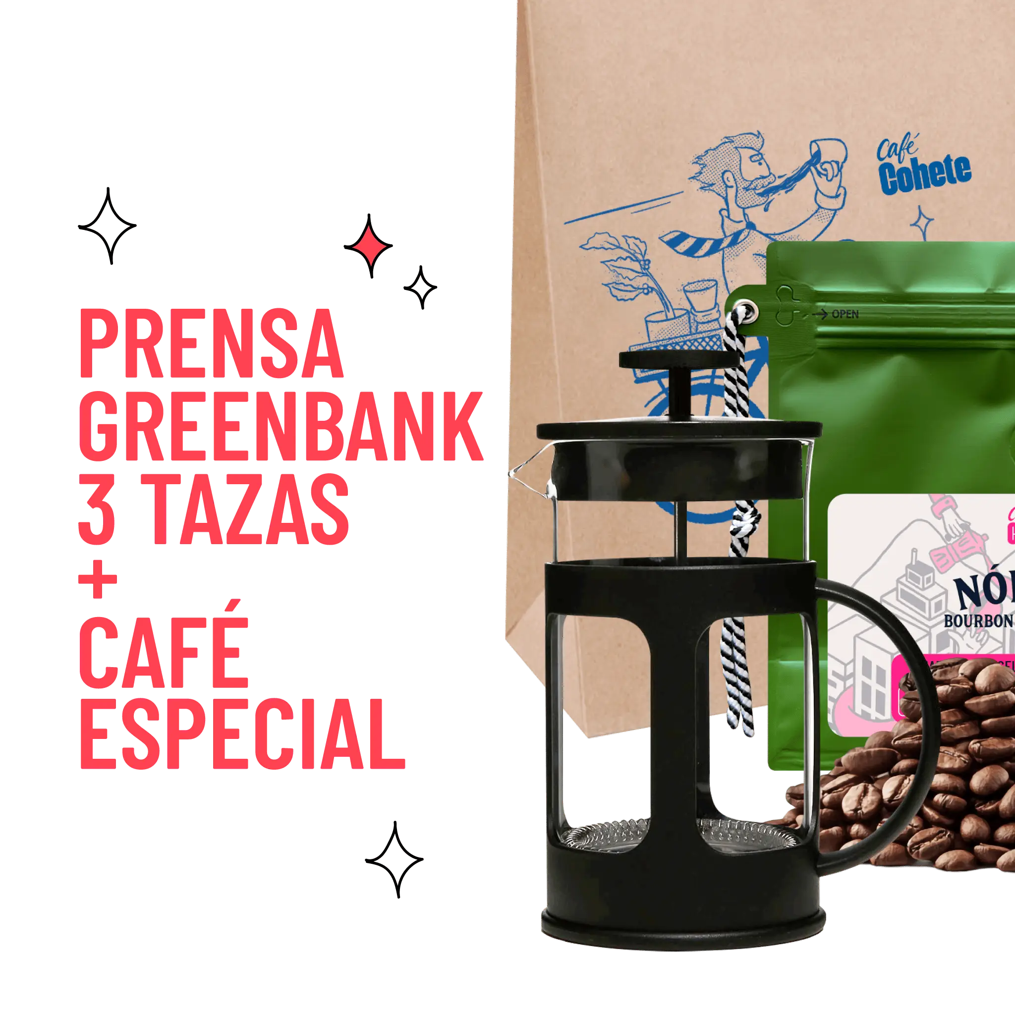 Kit Cafetero Prensa Green Bank Negra