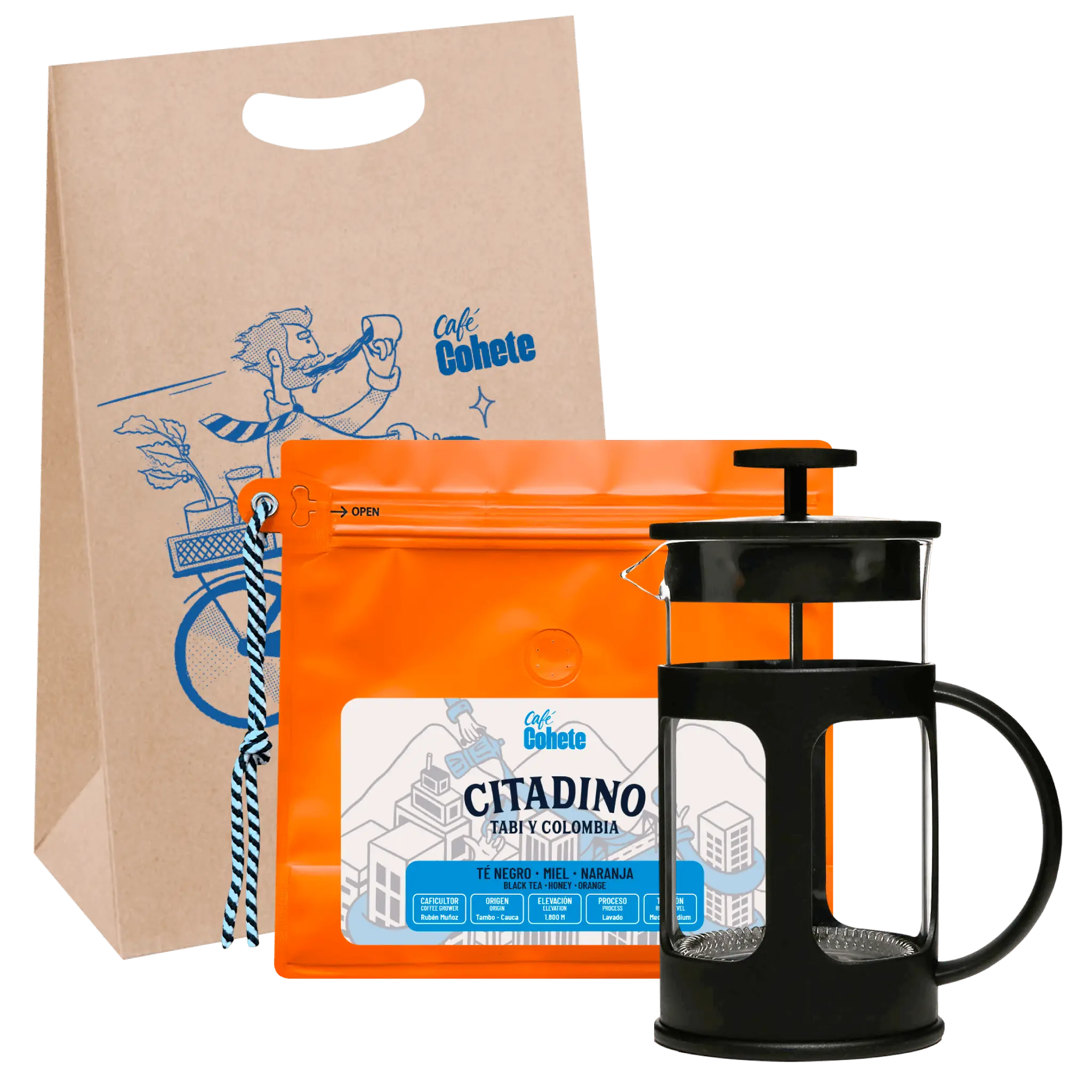 Kit Cafetero Prensa Green Bank Negra