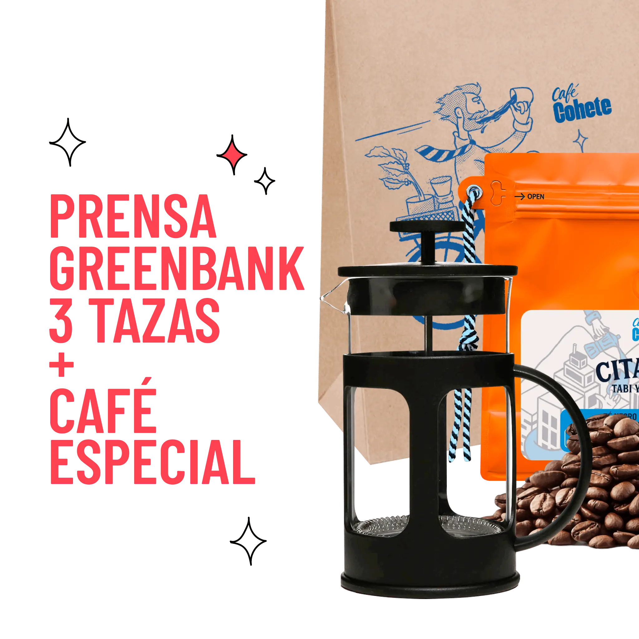 Kit Cafetero Prensa Green Bank Negra