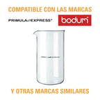 Vaso de repuesto para prensa francesa de vidrio borosilicato (3, 4, 6 y 8 tazas)