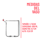 Vaso de repuesto para prensa francesa Bodum de vidrio borosilicato (4  tazas)