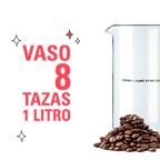 Vaso de repuesto para prensa francesa de vidrio borosilicato (3, 4, 6 y 8 tazas)